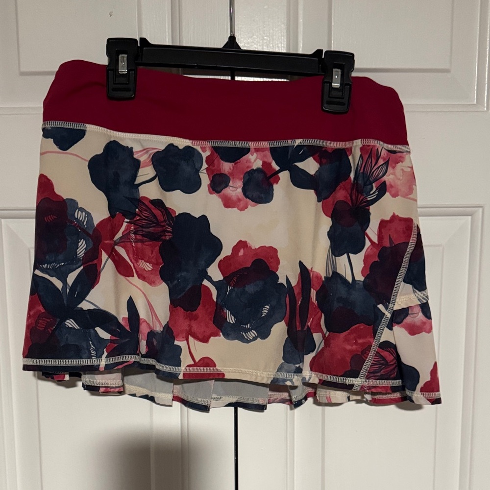 Floral Women's Skirt - Red and Blue